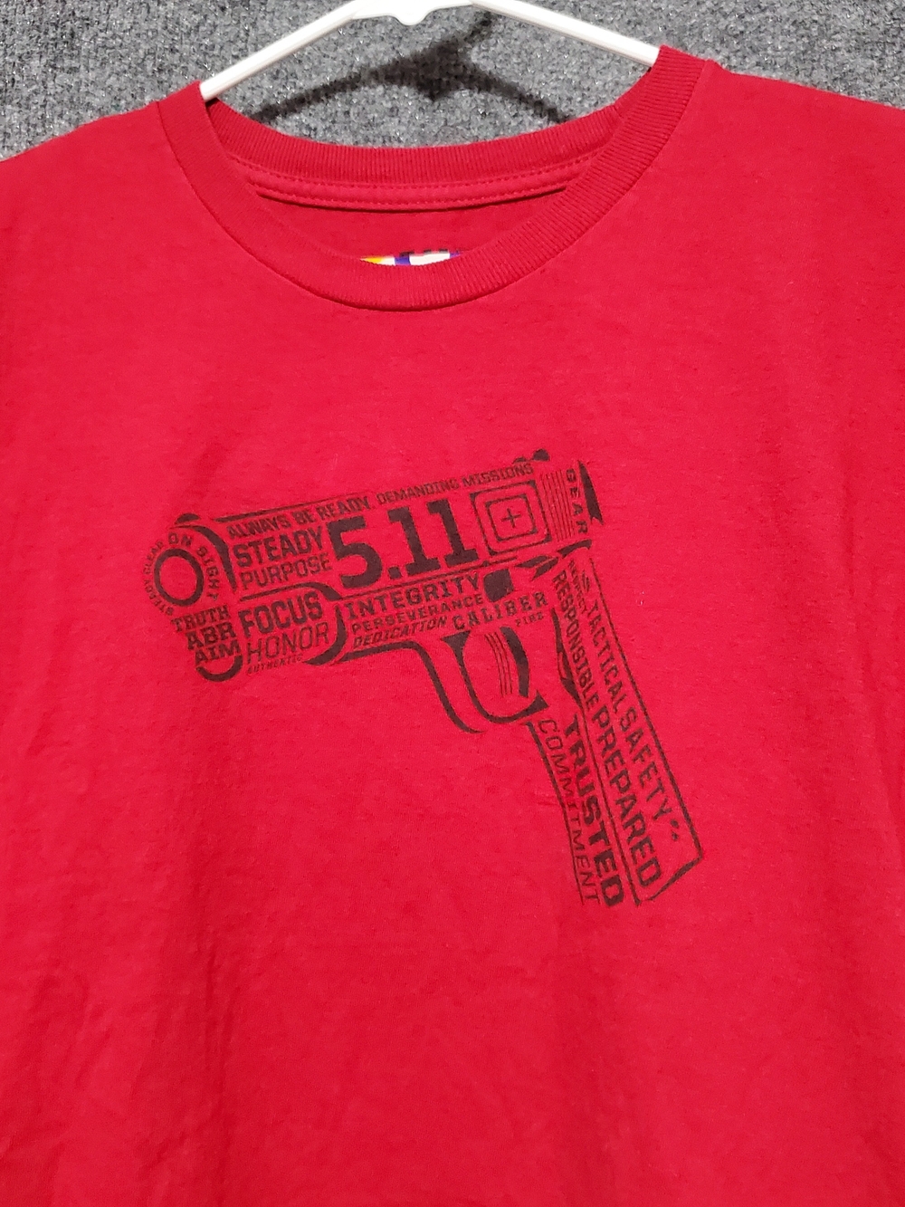 5.11 Tactical Shirt Mens XL Red Always Be Ready Handgun Graphic Outdoor Grunge